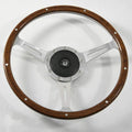 14' Classic Riveted wood grain steering wheel Restoration Custom Hot rod street rod 9 Rivets with Horn Button