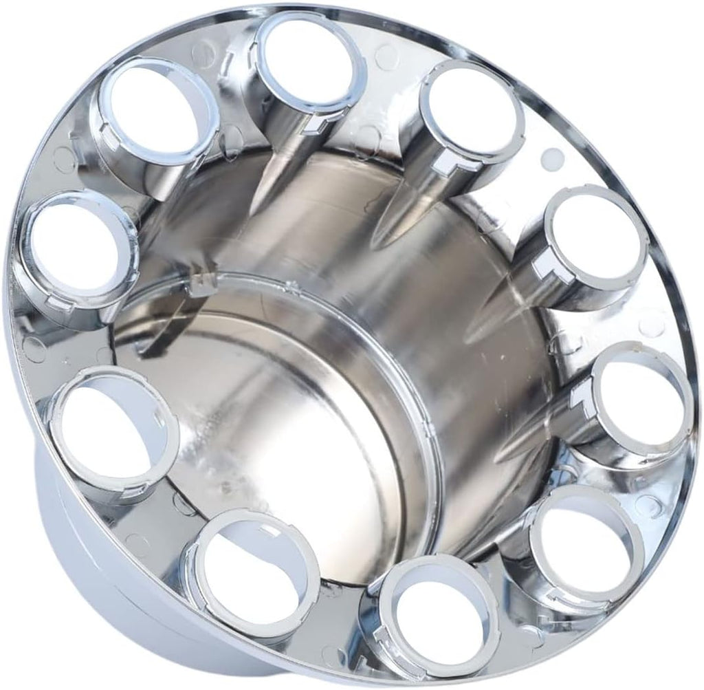 ABS Plastic Chromed Hubcaps Front and Rear Wheel Axle Cover Set with 33mm Thread-On Lug Nut Covers for Semi Trucks (Flat)