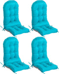 Adirondack Chair Cushions Set of 4, Thick High Back Rocking Chair Cushion 47x19.6x4 Inch, Folding Patio Pads with Ties, Waterproof & Fade-Resistant Seat Pads Indoor/Outdoor (Blue)