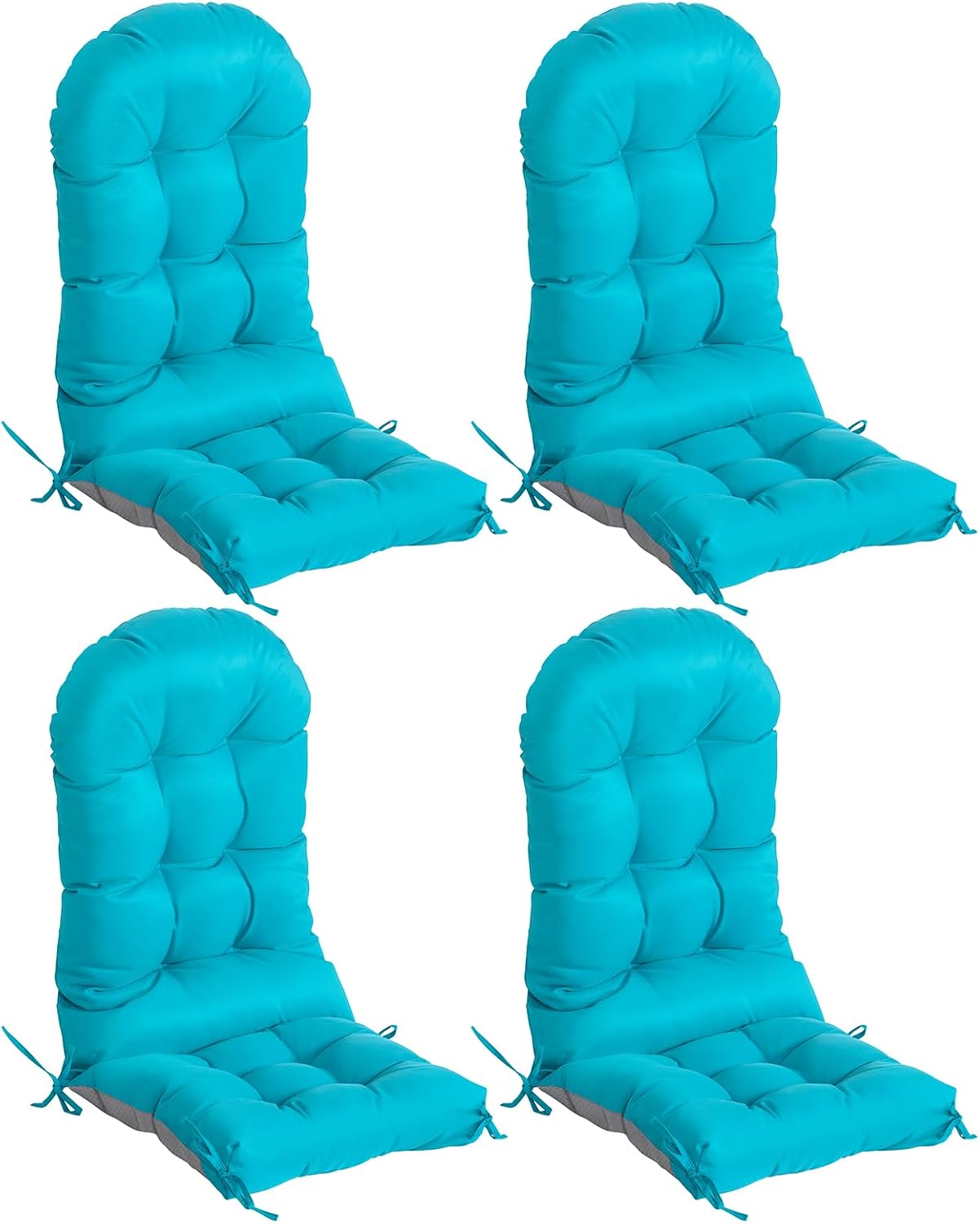Adirondack Chair Cushions Set of 4, Thick High Back Rocking Chair Cushion 47x19.6x4 Inch, Folding Patio Pads with Ties, Waterproof & Fade-Resistant Seat Pads Indoor/Outdoor (Blue)