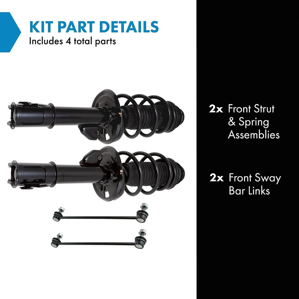 TRQ Front Suspension Kit Complete Strut & Coil Spring Assembly Sway Bar Stabilizer Link Compatible with 2012-2015 Toyota Yaris