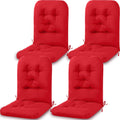 Drydiet 4 Set Outdoor High Back Chair Cushions 47 x 20 Inch Rocking Chair Cushions Waterproof Fade Resistant Comfort Replacement Seat Pads with Ties for Patio Lawn Yard Porch Home Office(Red)