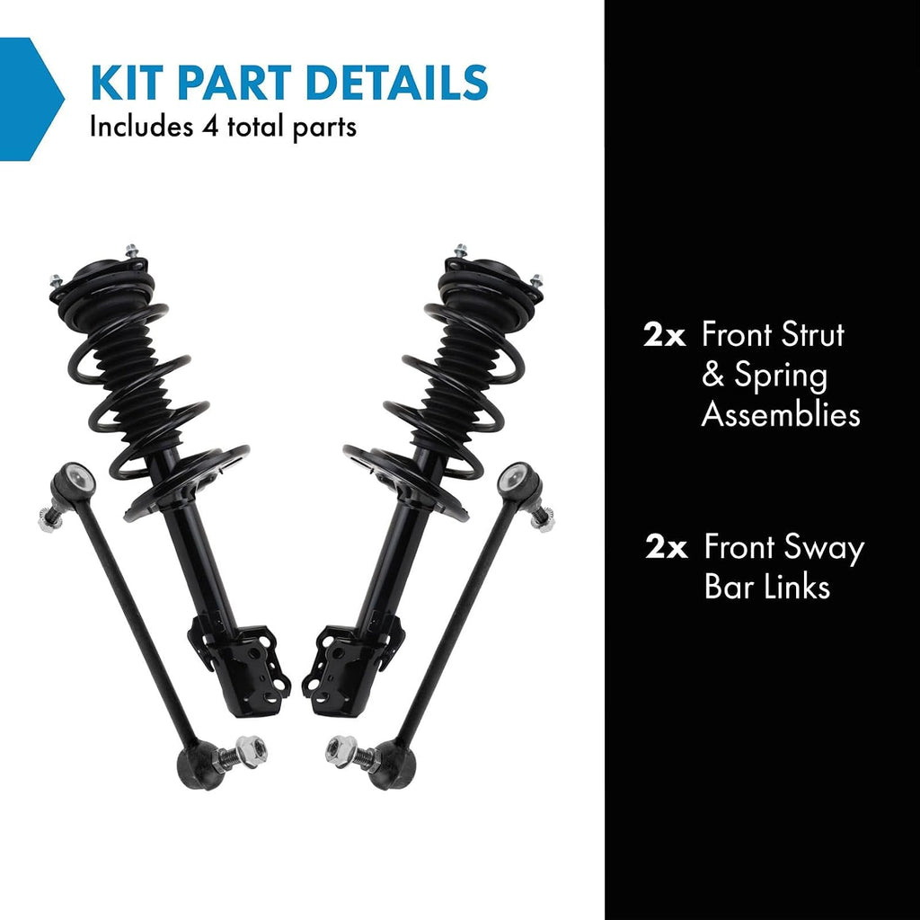 TRQ Front Suspension Kit Complete Strut & Coil Spring Assembly Sway Bar Stabilizer Link Compatible with 2016-2020 Lexus RX350 2018-2019 RX350L