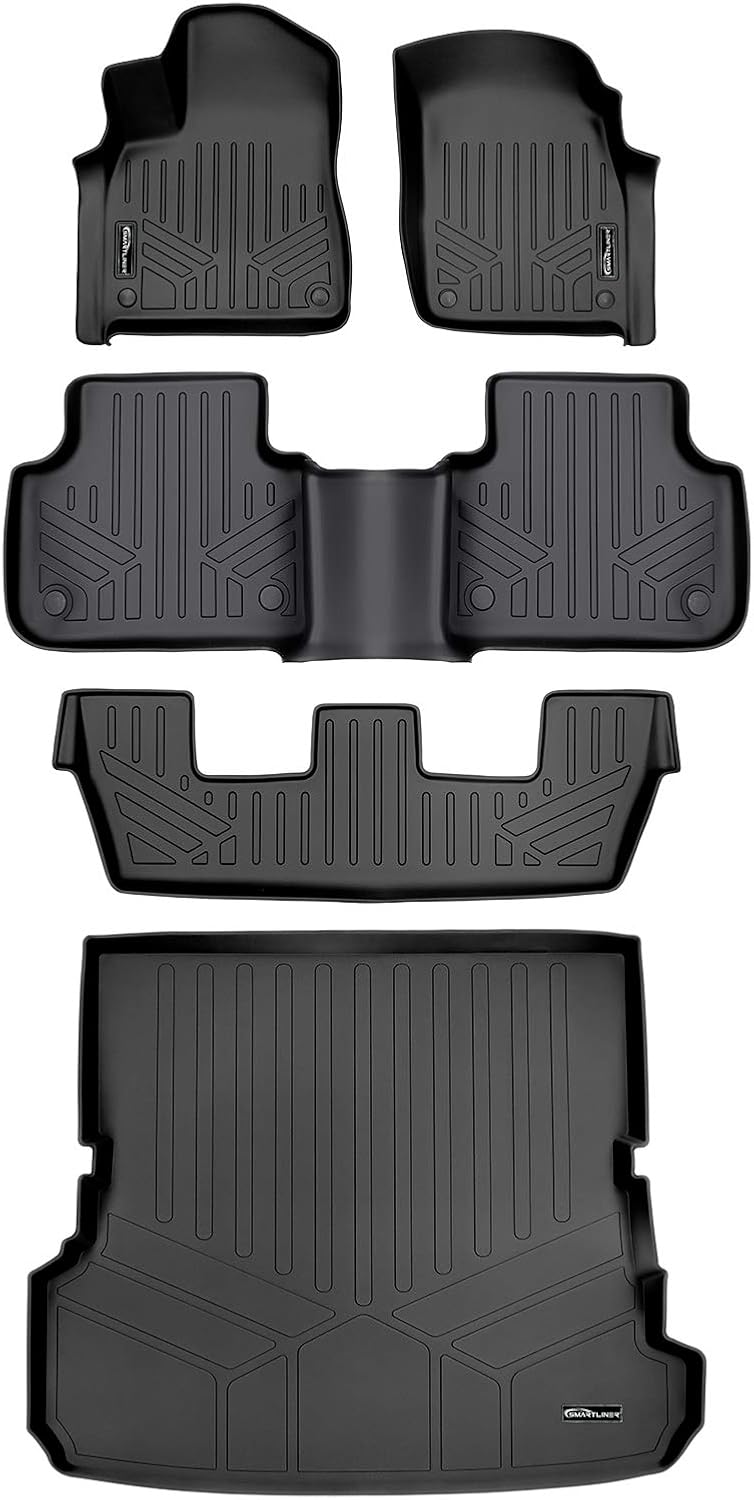 MAXLINER Custom Fit Floor Mats 3 Rows and Cargo Liner Behind 2nd Row Set Compatible with 2017-2025 Audi Q7 / SQ7