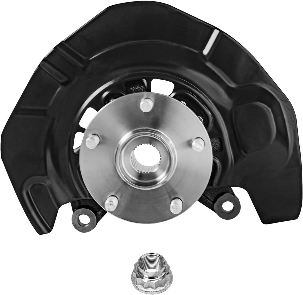 Detroit Axle - FWD Front Right Steering Knuckle for 04-07 Toyota Highlander 3.3L, Passenger Side Steering Knuckle & Wheel Bearing Hub Assembly 2004 2005 2006 2007 Replacement