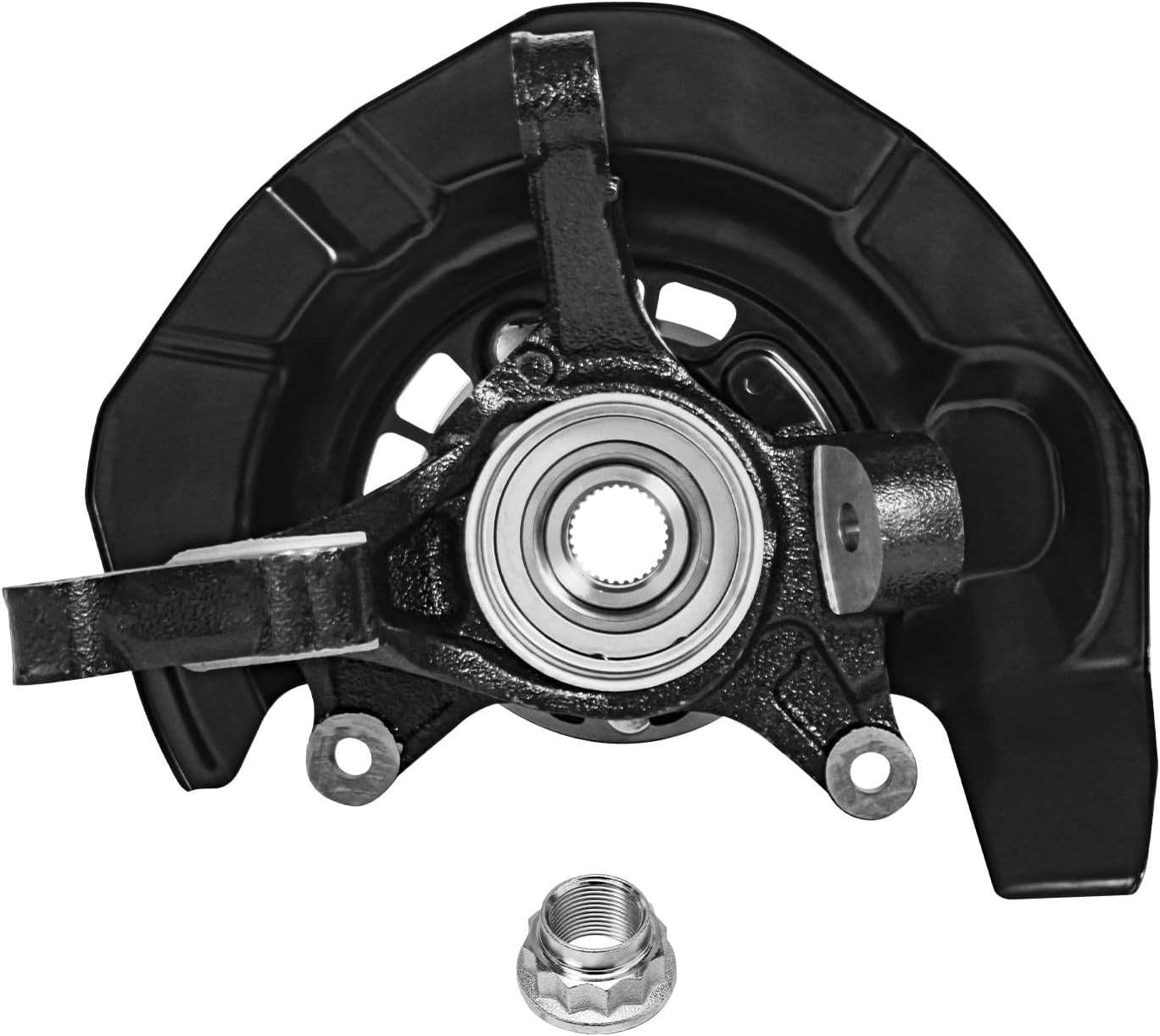Detroit Axle - FWD Front Right Steering Knuckle for 04-07 Toyota Highlander 3.3L, Passenger Side Steering Knuckle & Wheel Bearing Hub Assembly 2004 2005 2006 2007 Replacement