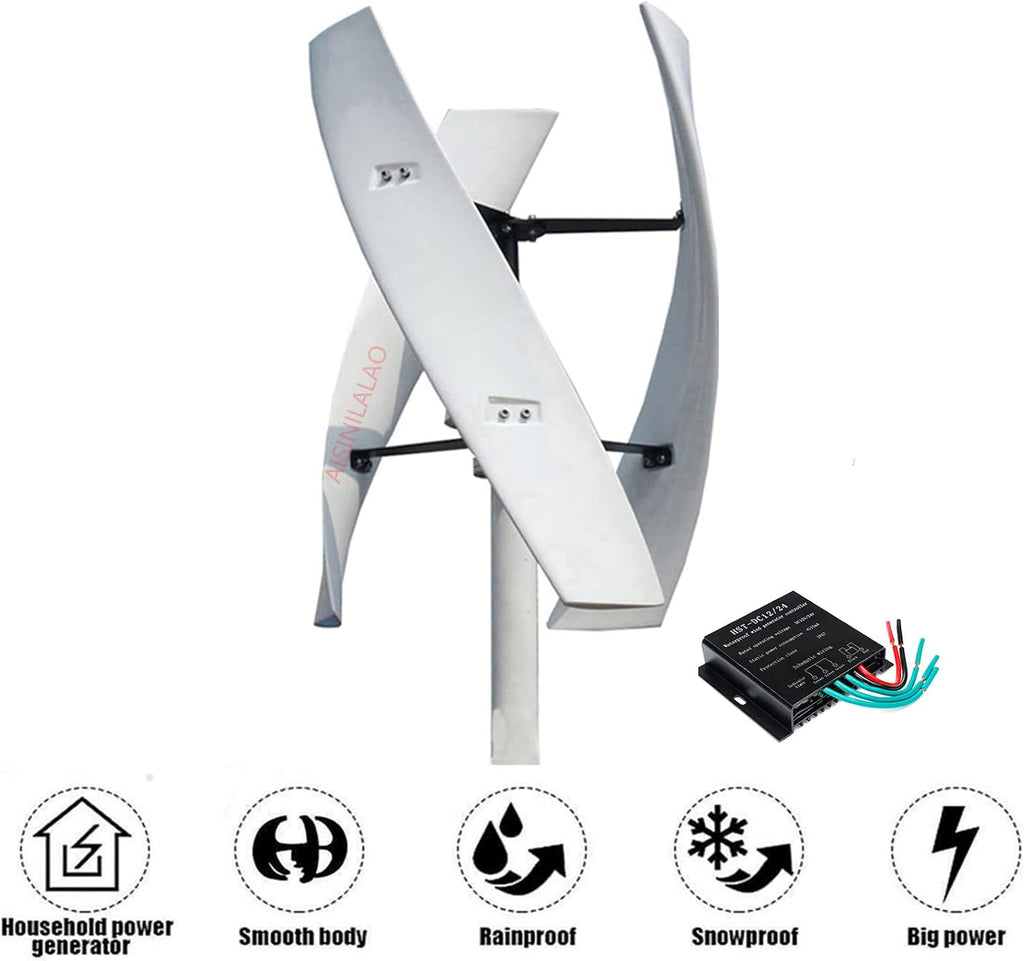 1000W Vertical Wind Turbine Wind Generator, 3 Blades 12V 24V 48V No Noise Wind Turbine Generator with MPPT Controller for Home Ship(220V)