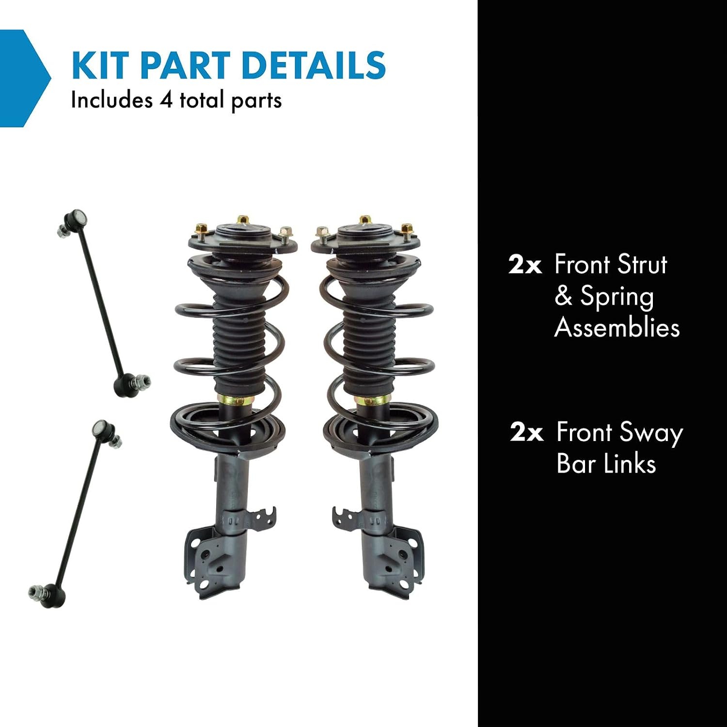 TRQ Front Suspension Kit Complete Strut & Coil Spring Assembly Sway Bar Stabilizer Link Compatible with 2009-2010 Pontiac Vibe 2009-2013 Toyota Corolla Matrix