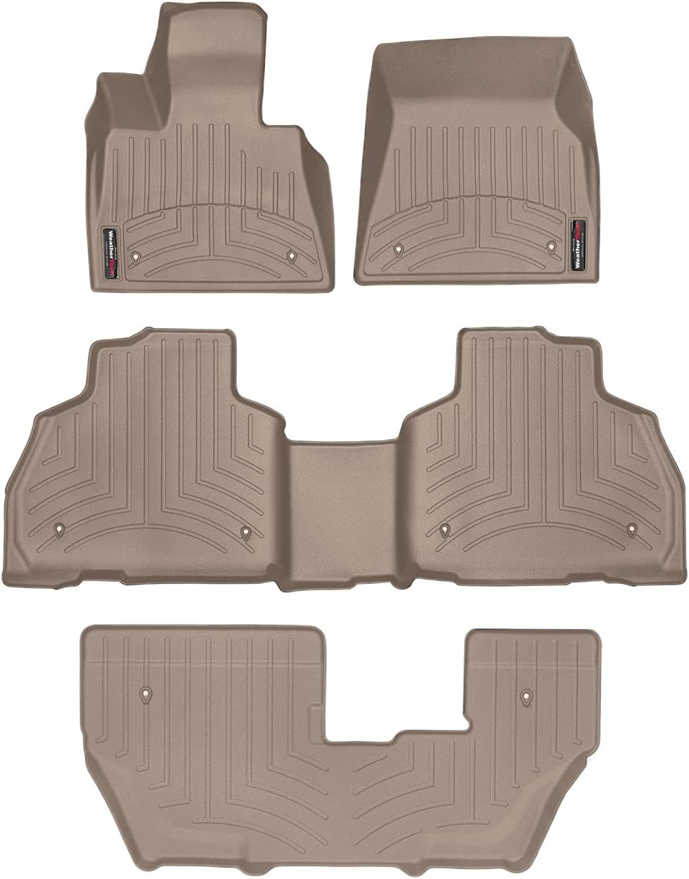 WeatherTech Custom Fit FloorLiners for BMW X7 M50i, Alpina XB7, X7 40i - Full Set (451507-1-3-4), Tan