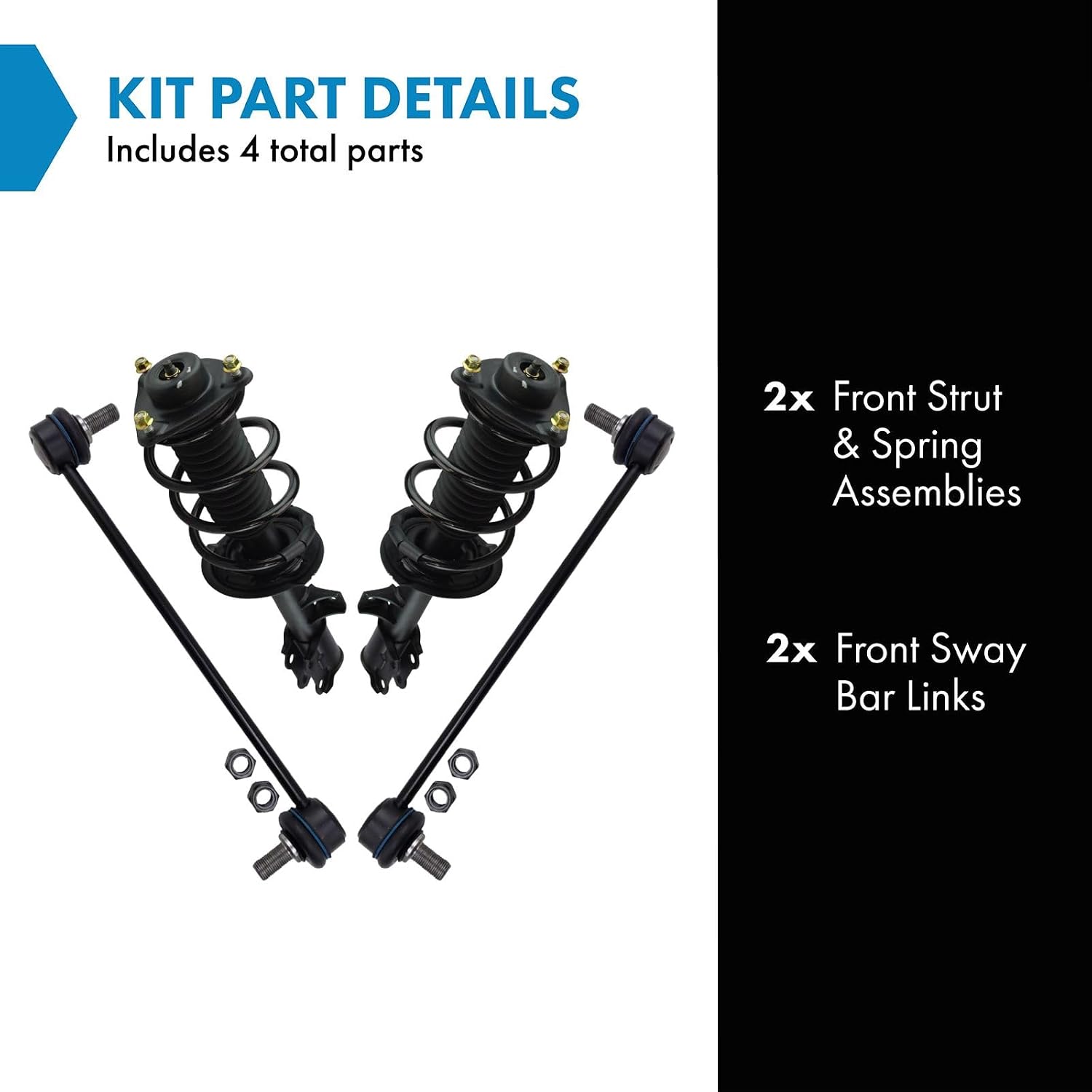 TRQ Front Suspension Kit Complete Strut & Coil Spring Assembly Sway Bar Stabilizer Link Compatible with 2014-2015 Hyundai Tucson 2014-2016 Kia Sportage
