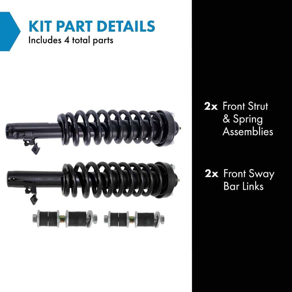 TRQ Front Suspension Kit Complete Strut & Coil Spring Assembly Sway Bar Stabilizer Link Compatible with 1994-2001 Acura Integra 1992-1995 Honda Civic 1993-1997 Civic del Sol