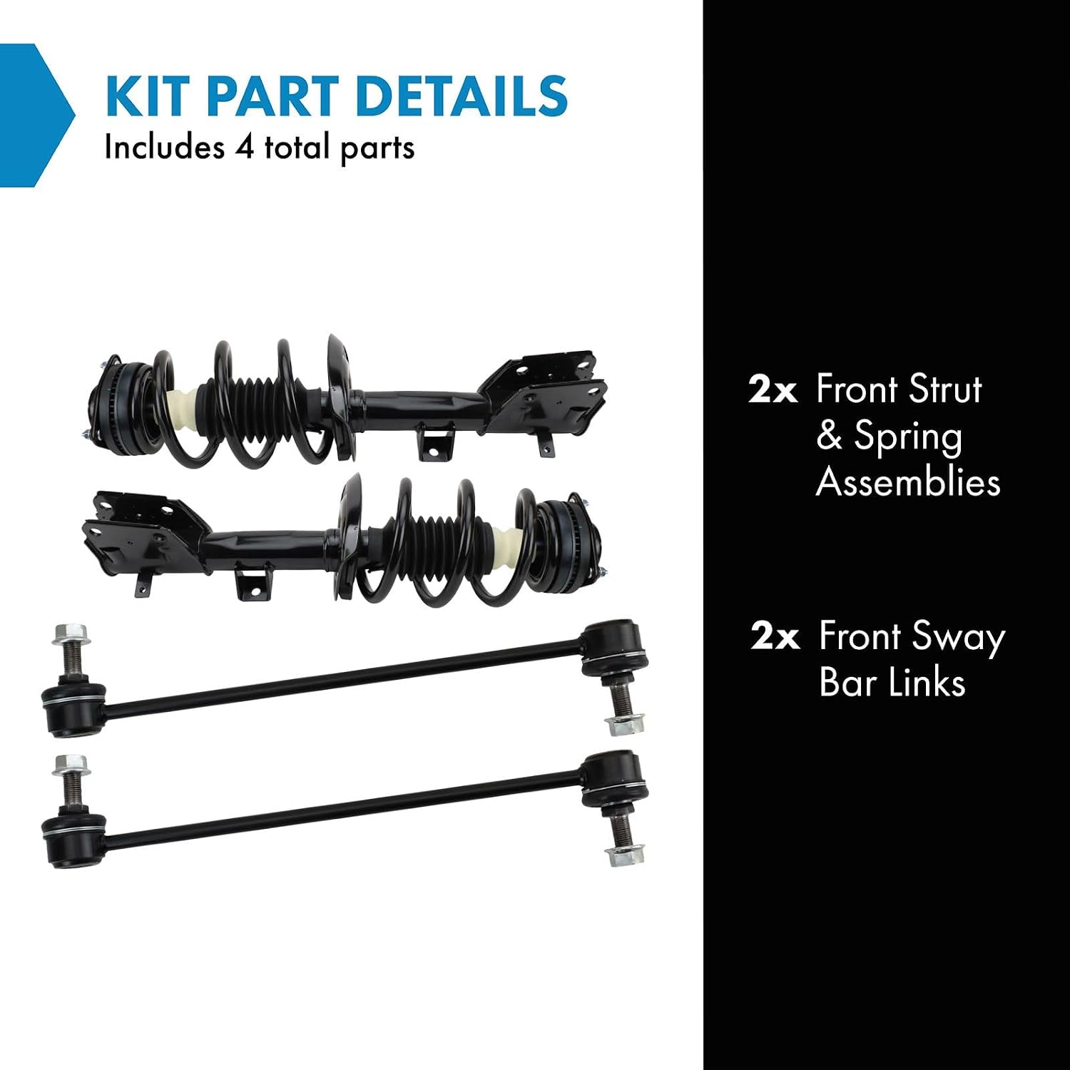 TRQ Front Suspension Kit Complete Strut & Coil Spring Assembly Sway Bar Stabilizer Link Compatible with 2017-2020 Chrysler Pacifica