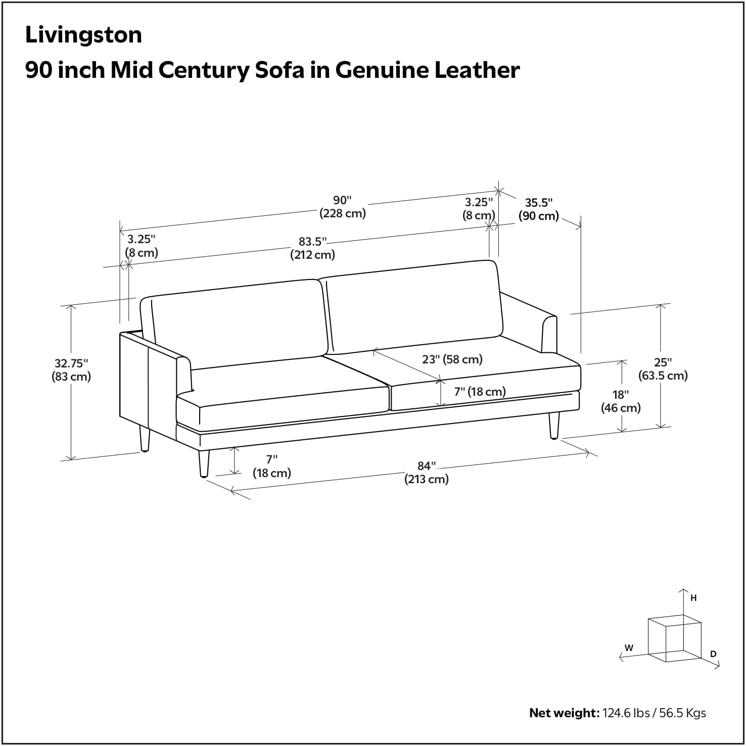 SIMPLIHOME Livingston 90-inch Wide Sofa in Sienna Top Grain Genuine Leather, Handcrafted Mid-Century Modern Couch for Living Room, Large 3-Seater with Feather-Wrapped Cushions and Solid Wood Frame
