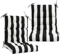Outdoor High Back Chair Cushions Set of 2,Reversible Lawn Chair Cushion 44 x22 inch,Water Resistant Tufted Adirondack Chair Cushion,for Garden Rocking Chair,Patio Furniture(Black White Stripe)