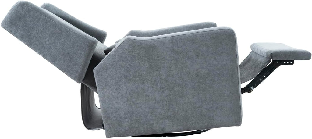 Naomi Home Tanya Luxury Motion Recliner Chair, Gray – Plush Upholstered Glider Rocker with USB Charging, Swivel, and Lumbar Support for Nursery Comfort, 275 lbs Capacity