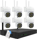 6-Cameras Wireless Outdoor Security System with 10CH NVR, 3MP HD Indoor CCTV AI Human Detection, 4 Night Vision, PTZ Control, 2-Way Audio, 1TB HDD, No Monthly Fee for Home Surveillance