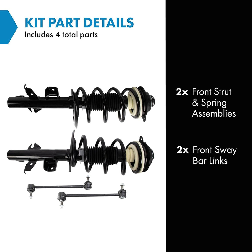 TRQ Front Suspension Kit Complete Strut & Coil Spring Assembly Sway Bar Stabilizer Link Compatible with 2014-2022 Jeep Cherokee