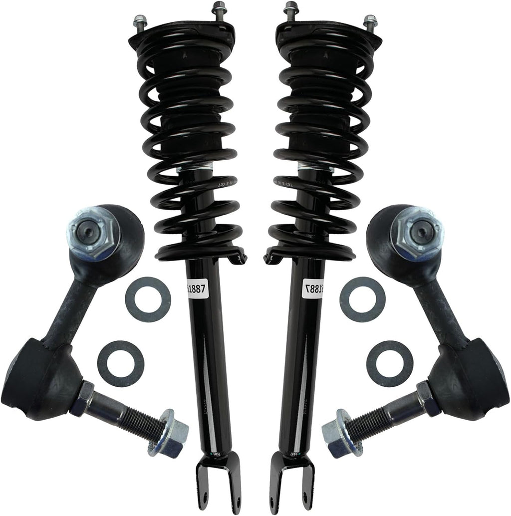 TRQ Front Suspension Kit Shock & Spring Strut Assembly Sway Bar Stabilizer Link Compatible with 2007-2017 Lexus LS460
