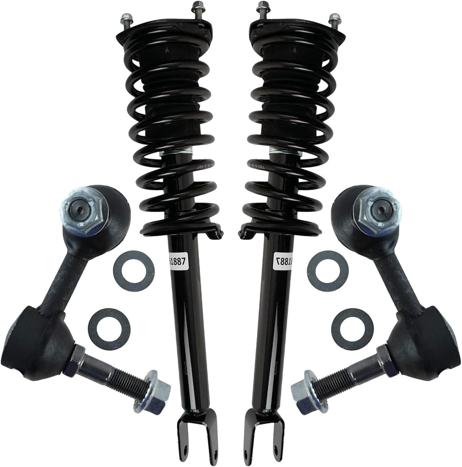 TRQ Front Suspension Kit Shock & Spring Strut Assembly Sway Bar Stabilizer Link Compatible with 2007-2017 Lexus LS460