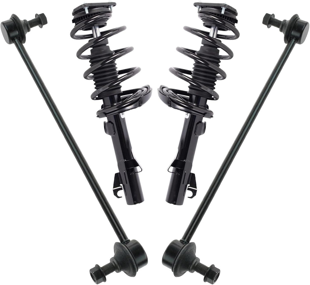 TRQ Front Suspension Kit Complete Strut & Coil Spring Assembly Sway Bar Stabilizer Link Compatible with 2008-2013 Volvo C30 C70 2004-2010 S40 2005-2010 V50