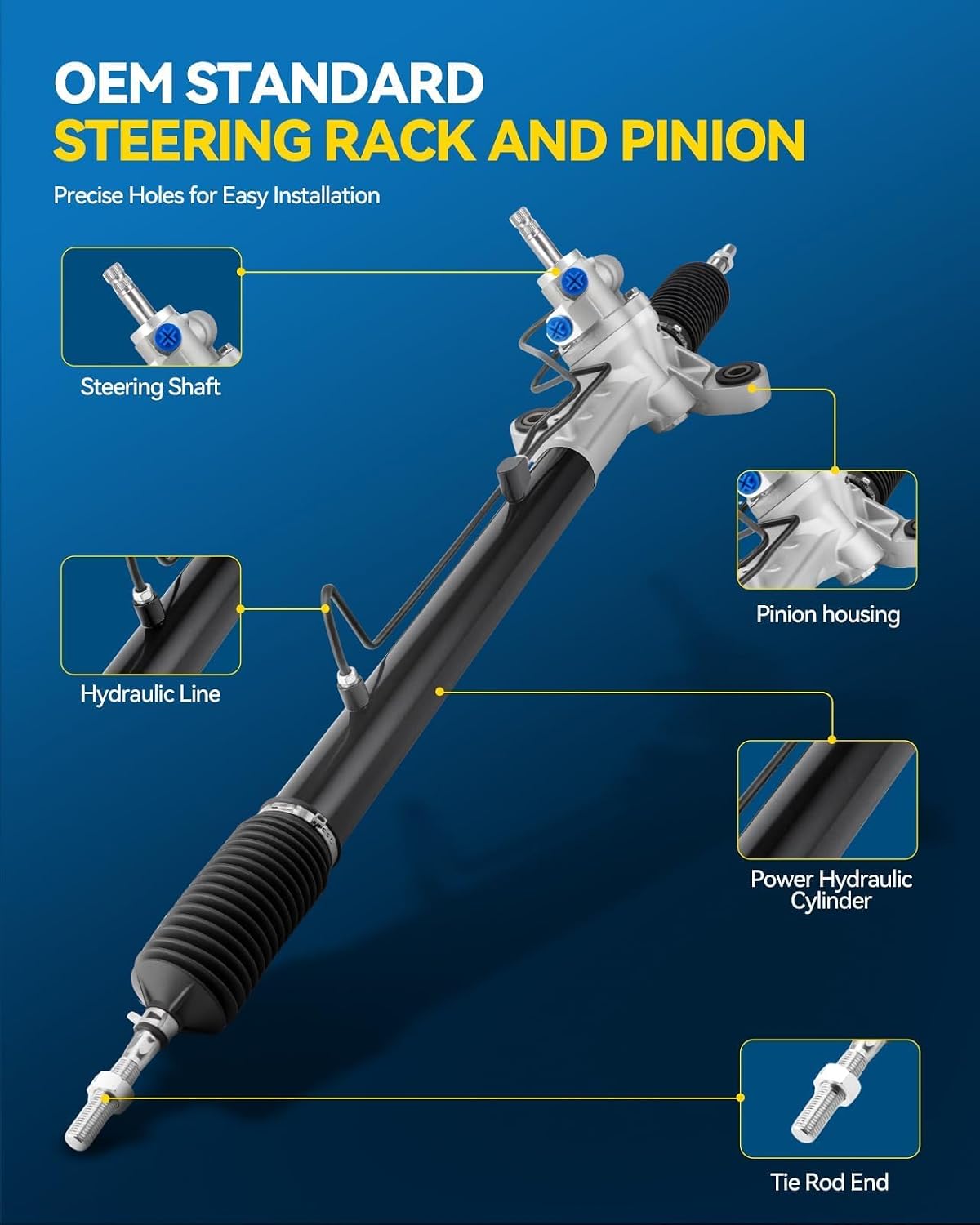 PHILTOP Hydraulic Power Steering Rack & Pinion Kit for 2008-2012 Accord, with Outer Tie Rod Ends, Replace# 26-2746