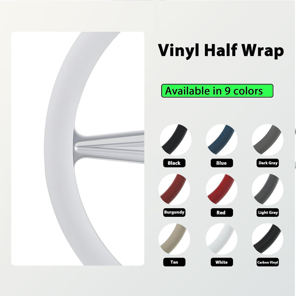 14' Satin Billet Steering Wheel with Half Wrap and Horn Button (White)