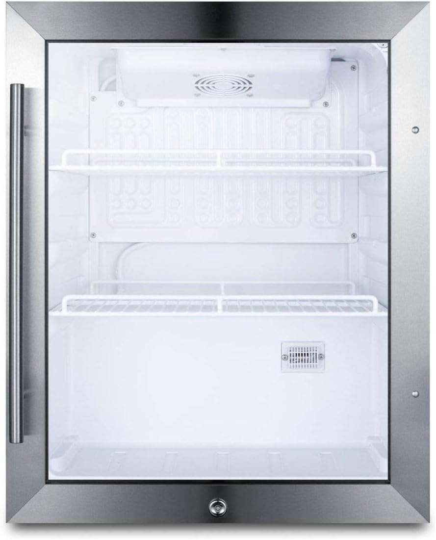 Summit 19' Beverage Center, 2.1 cu.ft. Capacity, Compact Outdoor Refrigerator, Stainless Steel & Glass- SPR314LOS