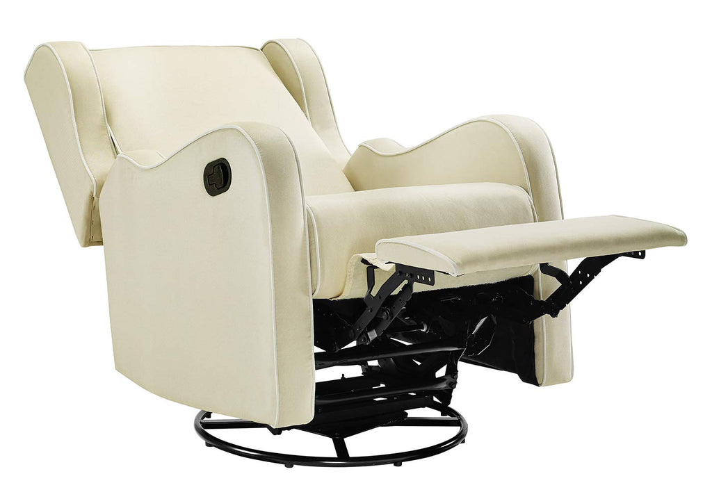 Angel Line Rebecca Upholstered Swivel Gliding Recliner,Metal, Beige/White
