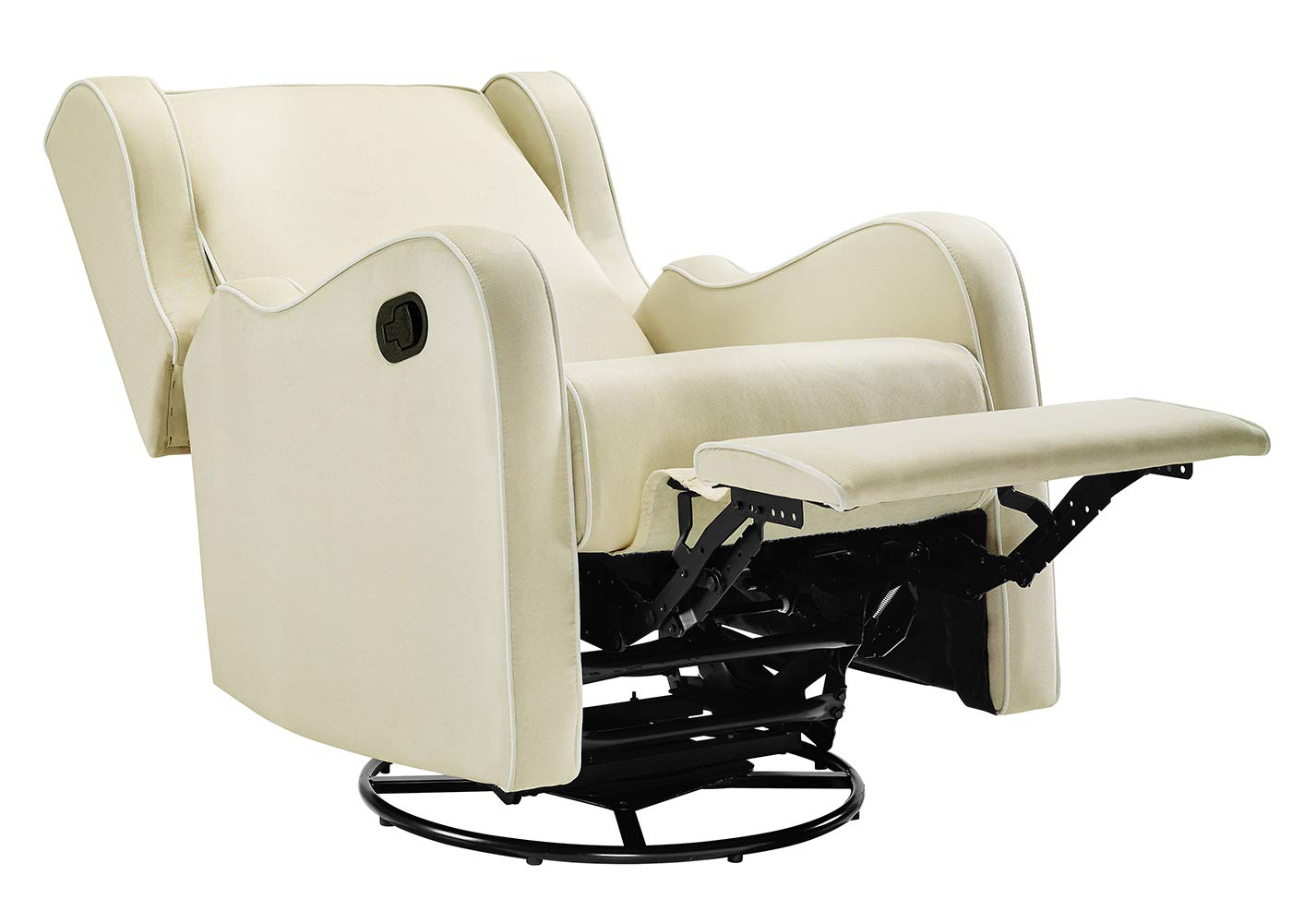 Angel Line Rebecca Upholstered Swivel Gliding Recliner,Metal, Beige/White