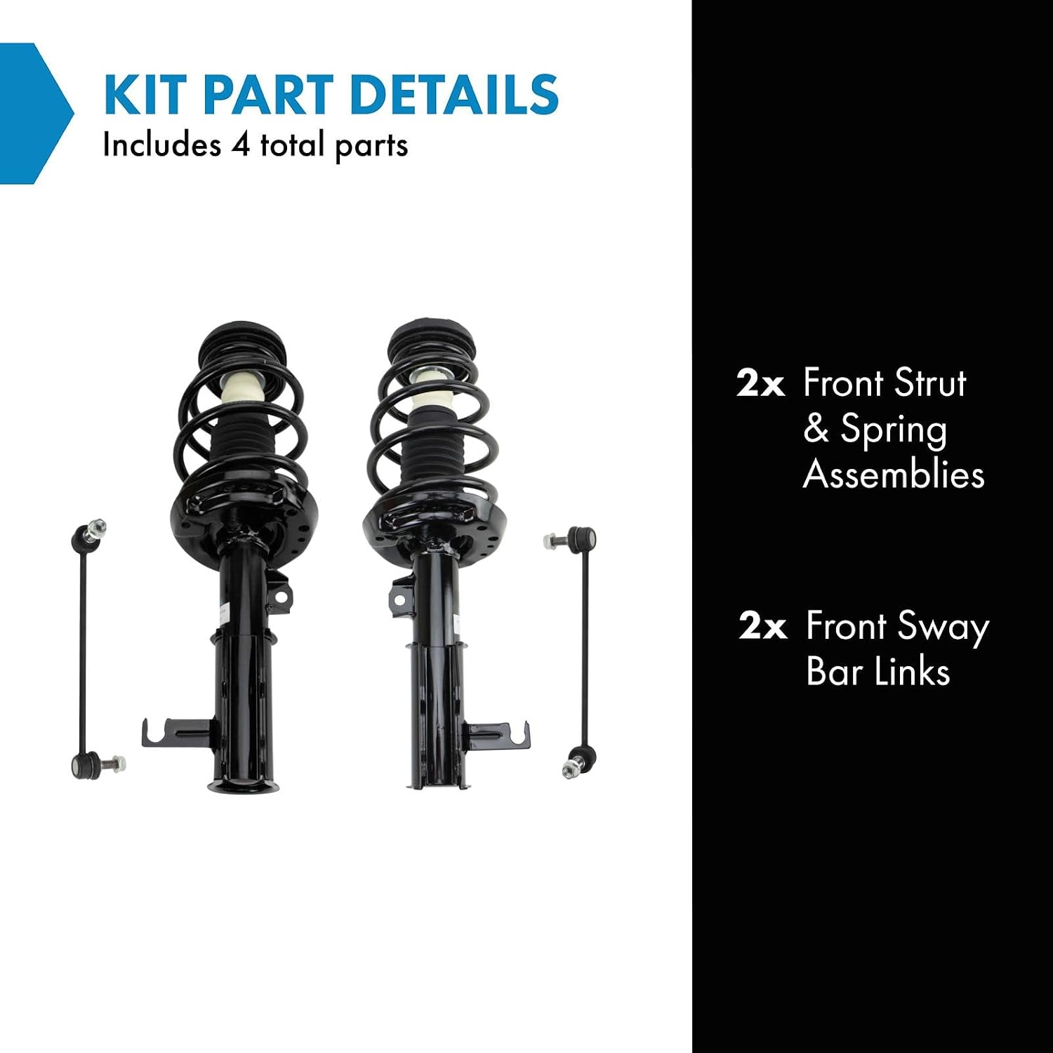 TRQ Front Suspension Kit Complete Strut & Coil Spring Assembly Sway Bar Stabilizer Link Compatible with 2018-2019 Cadillac XTS