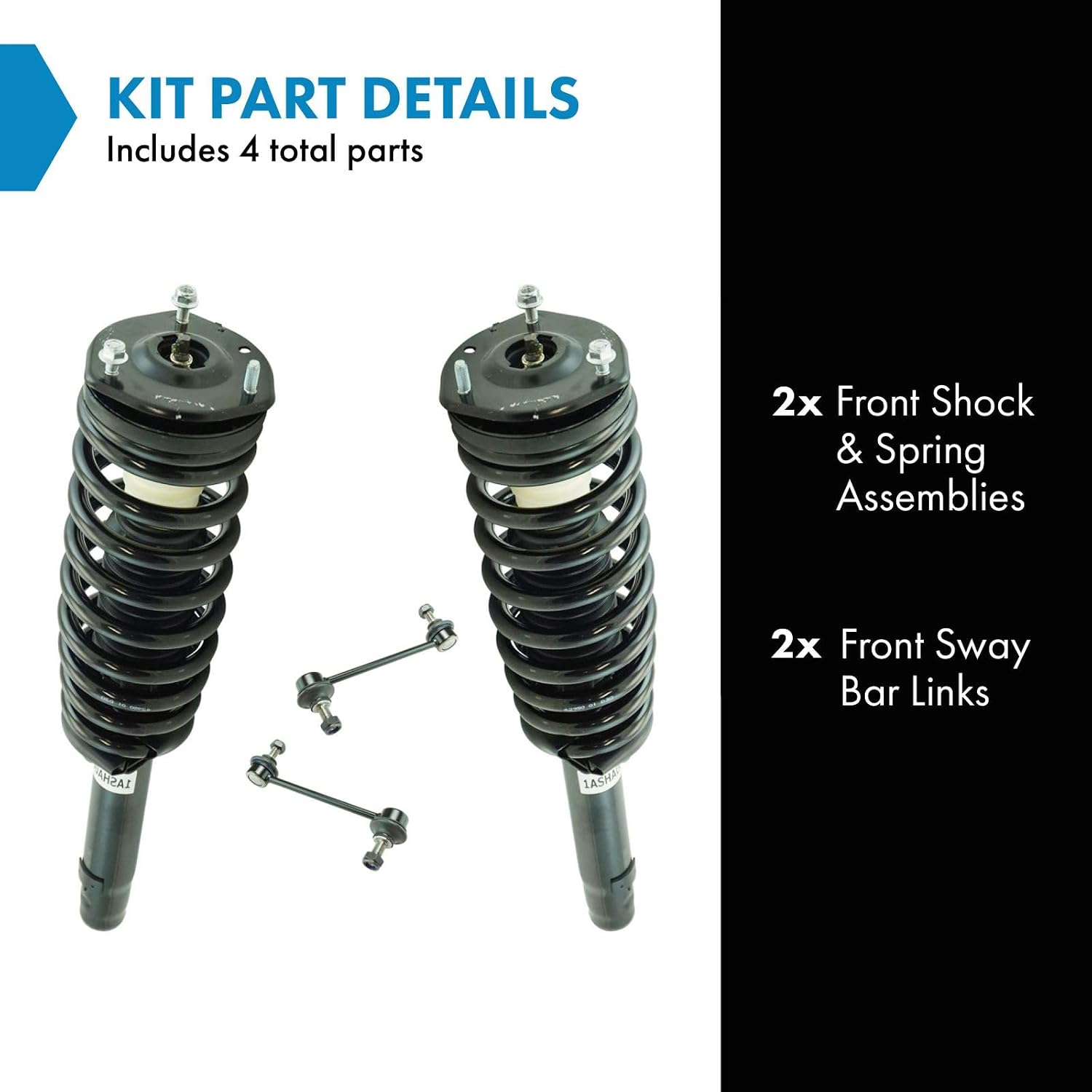 TRQ Front Suspension Kit Shock & Spring Strut Assembly Sway Bar Stabilizer Link Compatible with 2010-2012 Ford Fusion 2010-2011 Mercury Milan