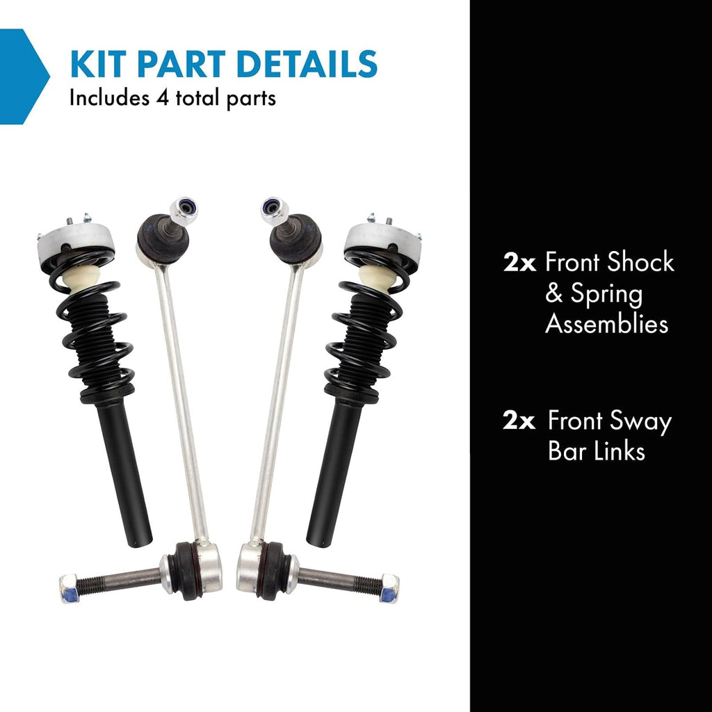 TRQ Front Suspension Kit Shock & Spring Strut Assembly Sway Bar Stabilizer Link Compatible with 2014-2018 BMW X5 2015-2019 X6