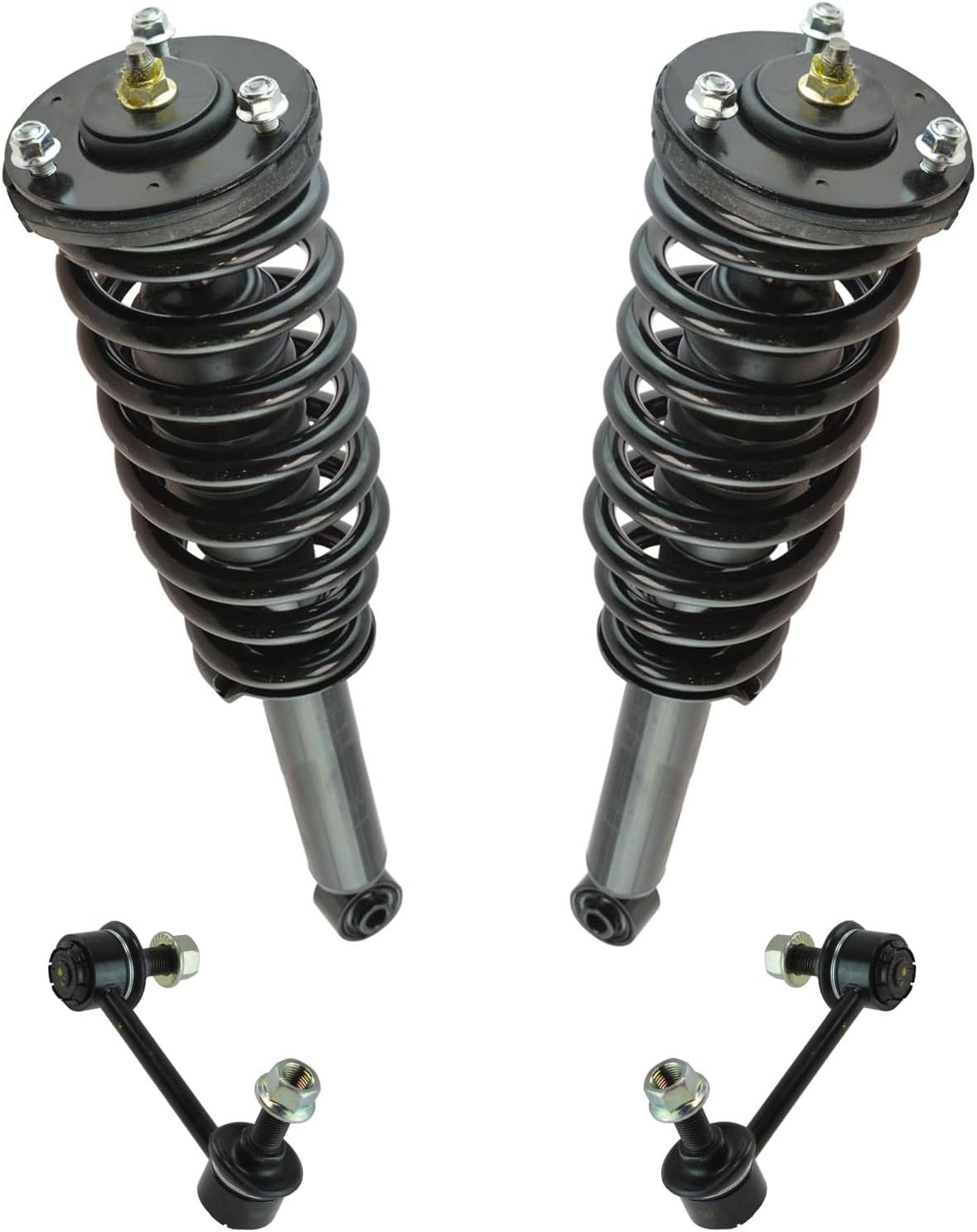 TRQ Front Suspension Kit Shock & Spring Strut Assembly Sway Bar Stabilizer Link Compatible with 2004-2006 Kia Sorento