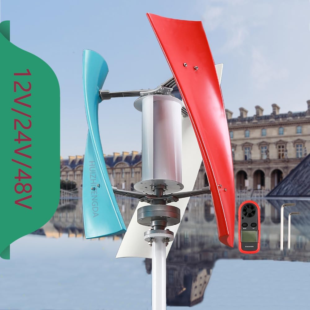 1000W Vertical Wind Turbine Generator Kit,with MPPT Controller 3 Blades Generator 12V 24V 48V Suitable for Courtyard and Garden Lighting