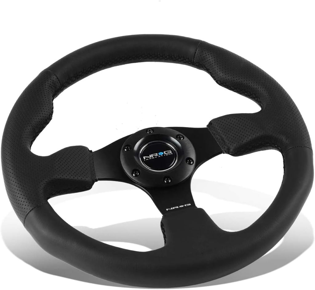 NRG Innovations RST-012R 320mm Race Style Leather Steering Wheel with Black stitch