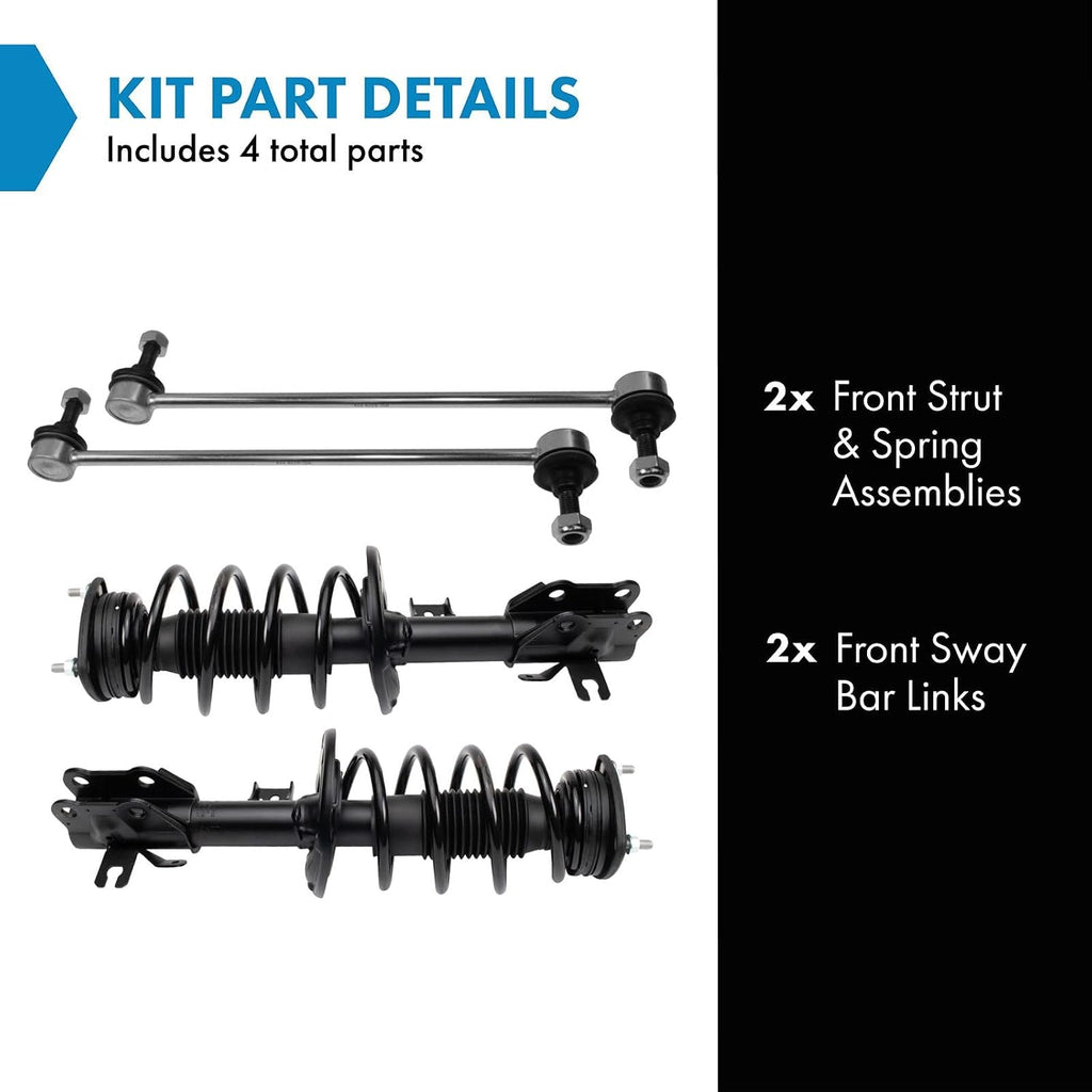 TRQ Front Suspension Kit Complete Strut & Coil Spring Assembly Sway Bar Stabilizer Link Compatible with 2014-2017 Mazda 6