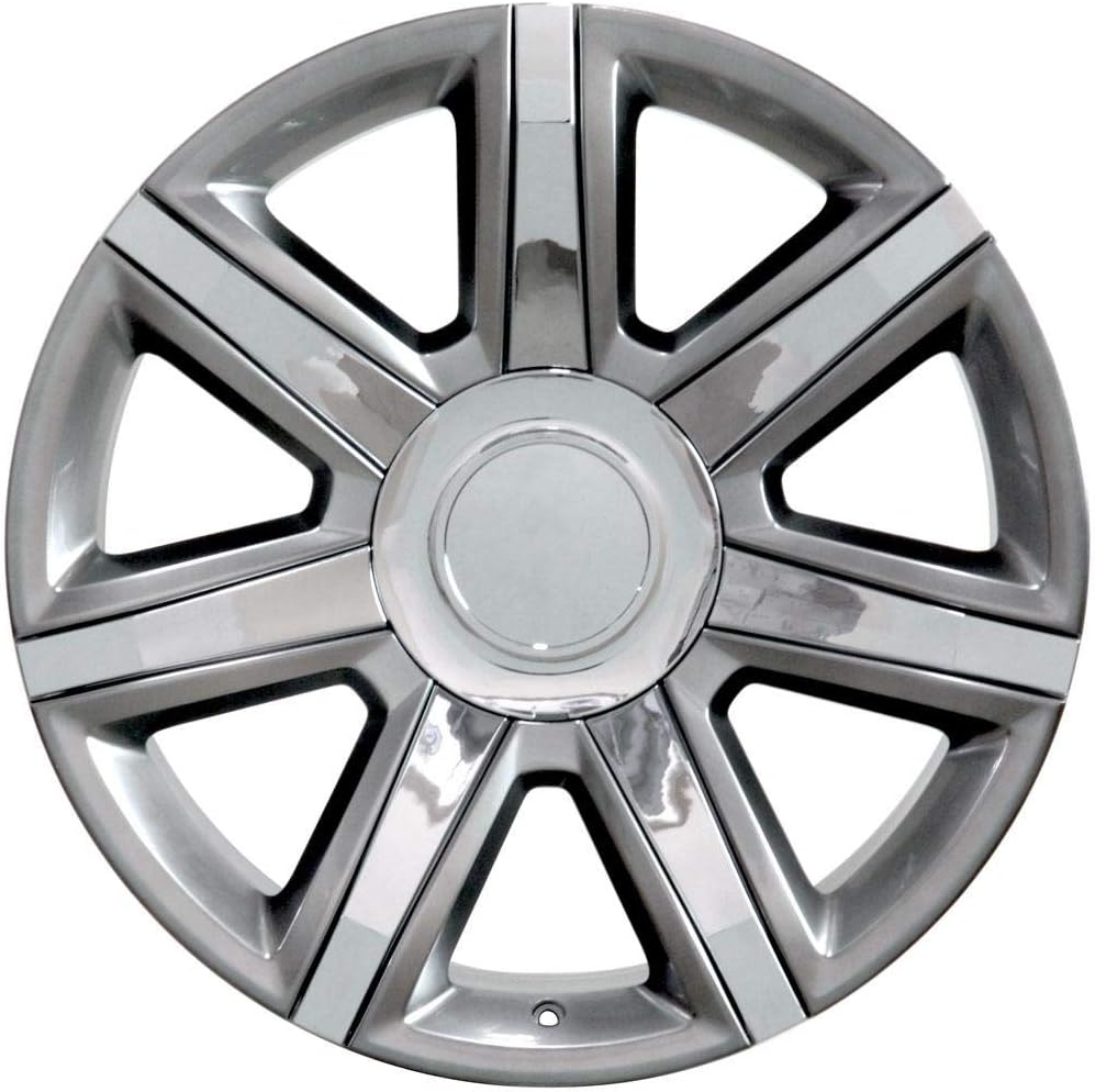 OE Wheels CA87 22 Inch Rim Fits Escalade Style 6x139.7 22x9 Gloss Hyper Silver with Chrome Insert - Hollander 4739 (1)