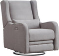 Pemberly Row Premium Fabric Glider Power Recliner Nursery Rocking Chair for Living Room, Kids Room, Rocker Swivel Recliner with USB Port in Pearl River Gray