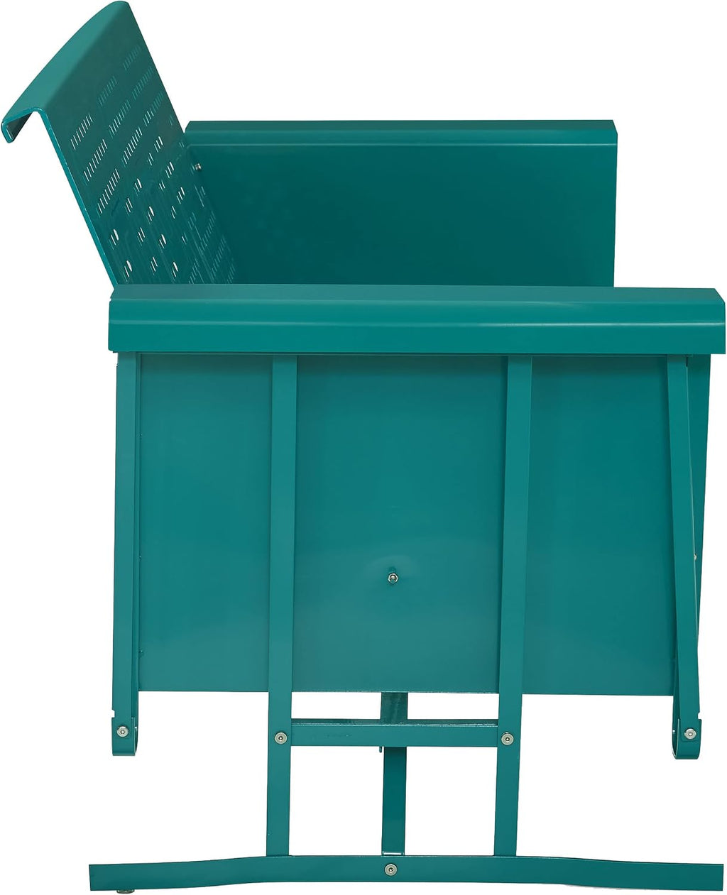 Crosley Furniture Bates Retro Metal Outdoor Sofa Glider, 3-Person Rocking Patio Bench for Porch, Deck, Turquoise Gloss