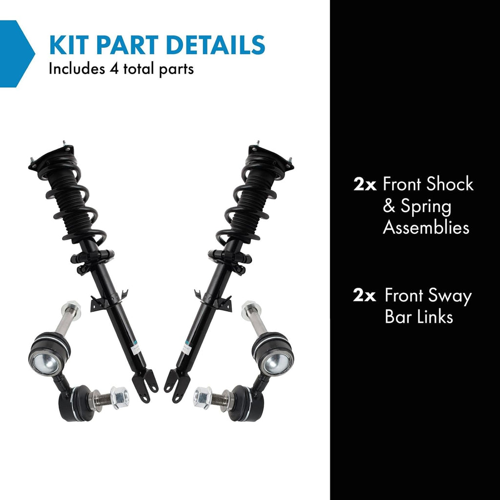 TRQ Front Suspension Kit Shock & Spring Strut Assembly Sway Bar Stabilizer Link Compatible with 2014-2017 INFINITI QX70