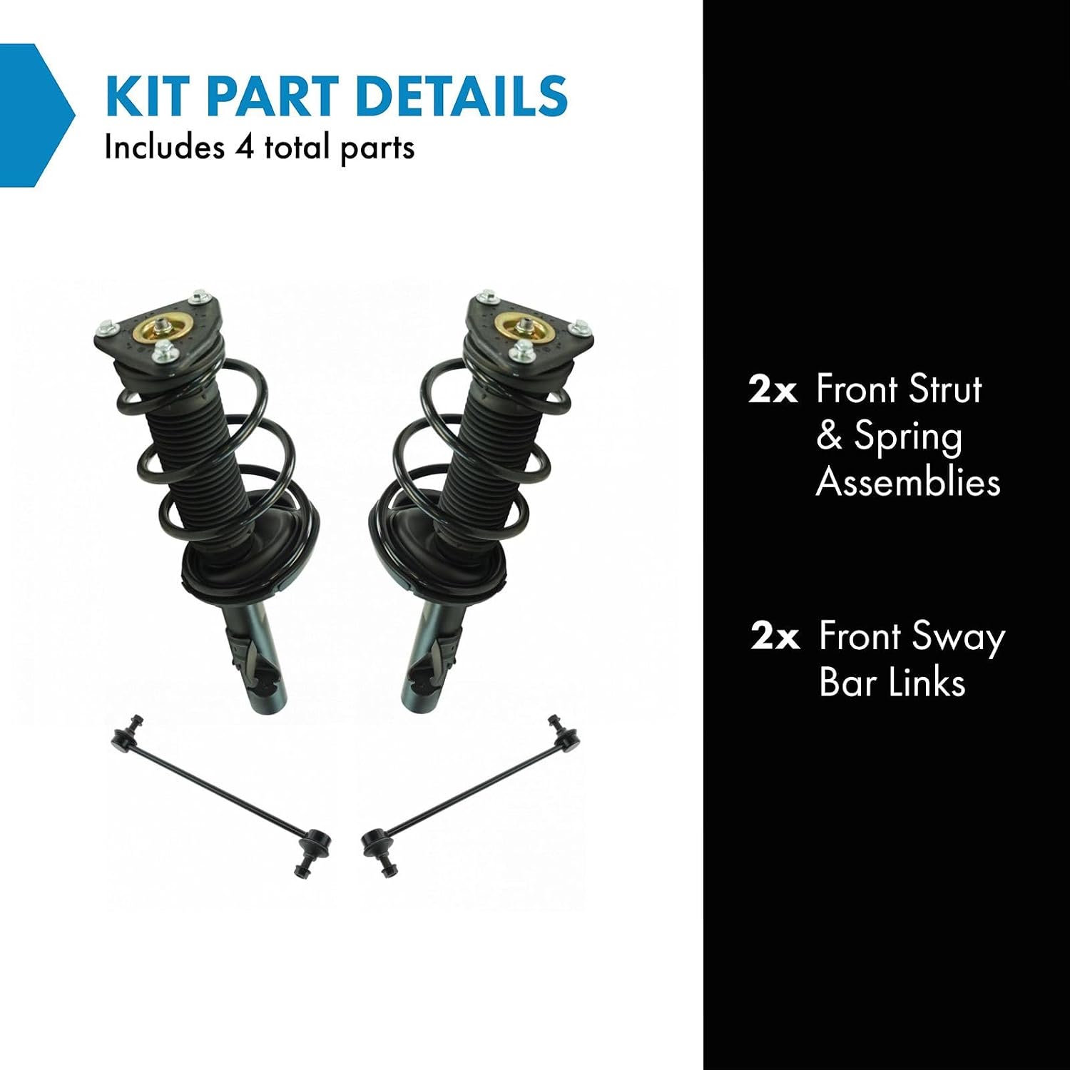 TRQ Front Suspension Kit Complete Strut & Coil Spring Assembly Sway Bar Stabilizer Link Compatible with 2012-2013 Ford Focus