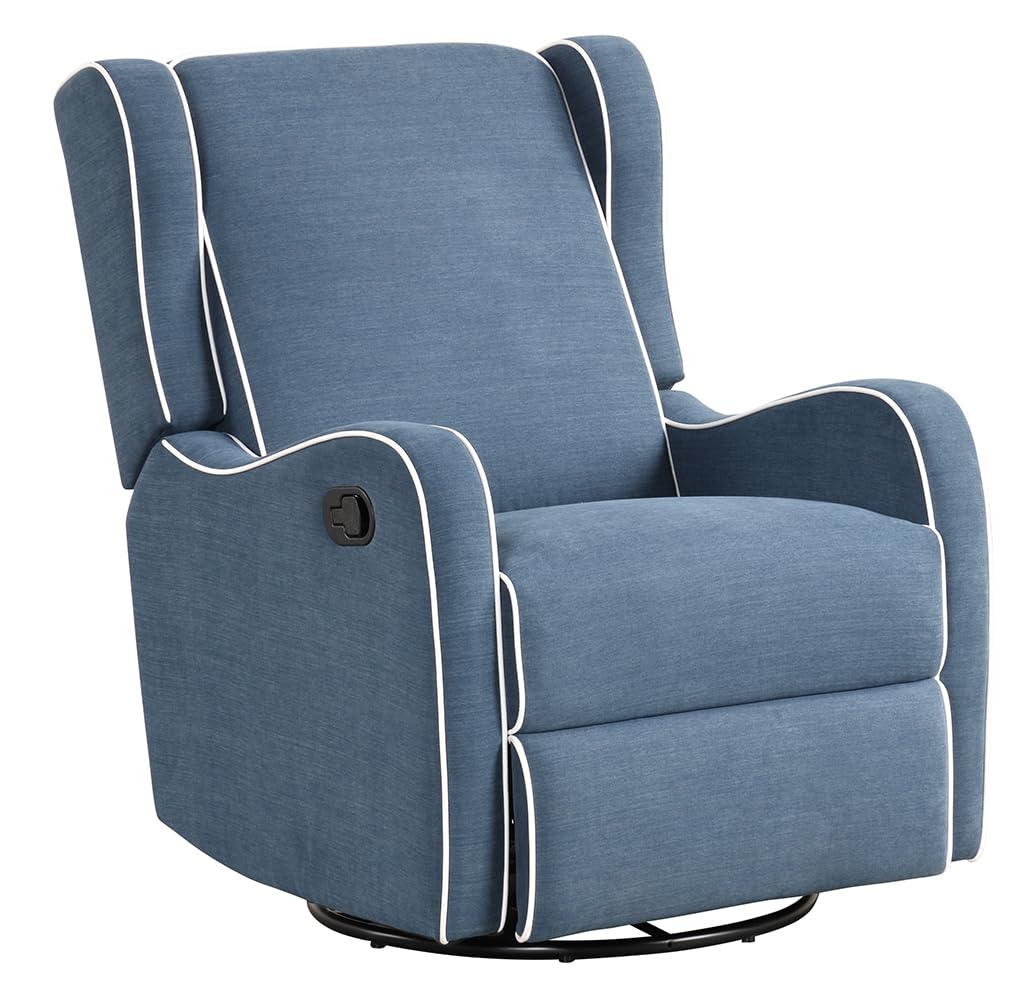 Angel Line Rebecca Upholstered Swivel Gliding Recliner, Blue