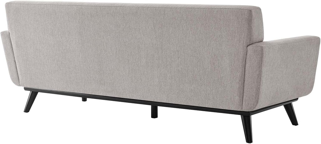Modway Engage Mid-Century Modern Herringbone Fabric Sofa in Light Gray