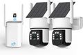 Solar Security Cameras Wireless Outdoor,2 Cam-Kit,Solar-Powered,No Subscription,Home Security Cameras System with 4MP Color Night Vision,Auto Tracking,Spotlight & Siren,64GB Memory Card, 2.4 & 5G WiFi