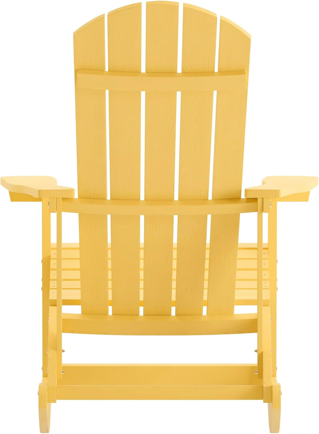 Flash Furniture Savannah Poly Resin Wood Adirondack Rocking Chair - All Weather Yellow Polystyrene - Stainless Steel Hardware