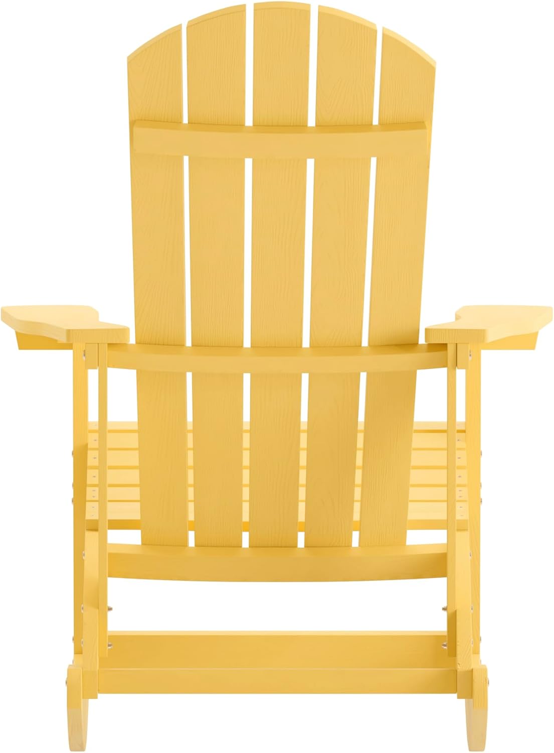 Flash Furniture Savannah Poly Resin Wood Adirondack Rocking Chair - All Weather Yellow Polystyrene - Stainless Steel Hardware