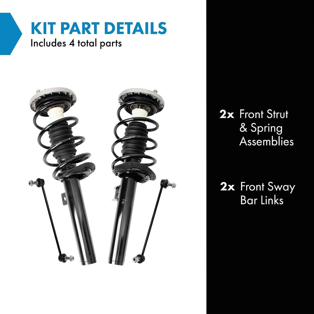TRQ Front Suspension Kit Complete Strut & Coil Spring Assembly Sway Bar Stabilizer Link Compatible with 2011-2017 BMW X3 2015-2018 X4