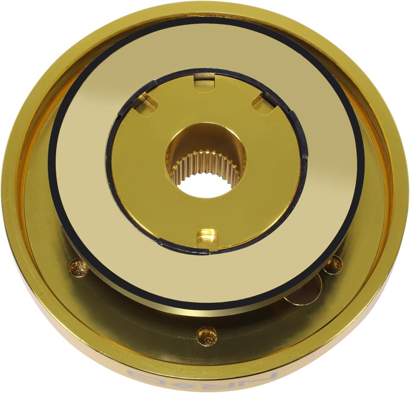 NRG Innovations Racing Style Steering Wheel Short Hub, Lockable Aluminum Steering Shaft, 6x70mm Bolt Pattern Quick Release Adapter Unit, For Toyota/Scion, Chrome Gold, NRG-SRK-120H-CG