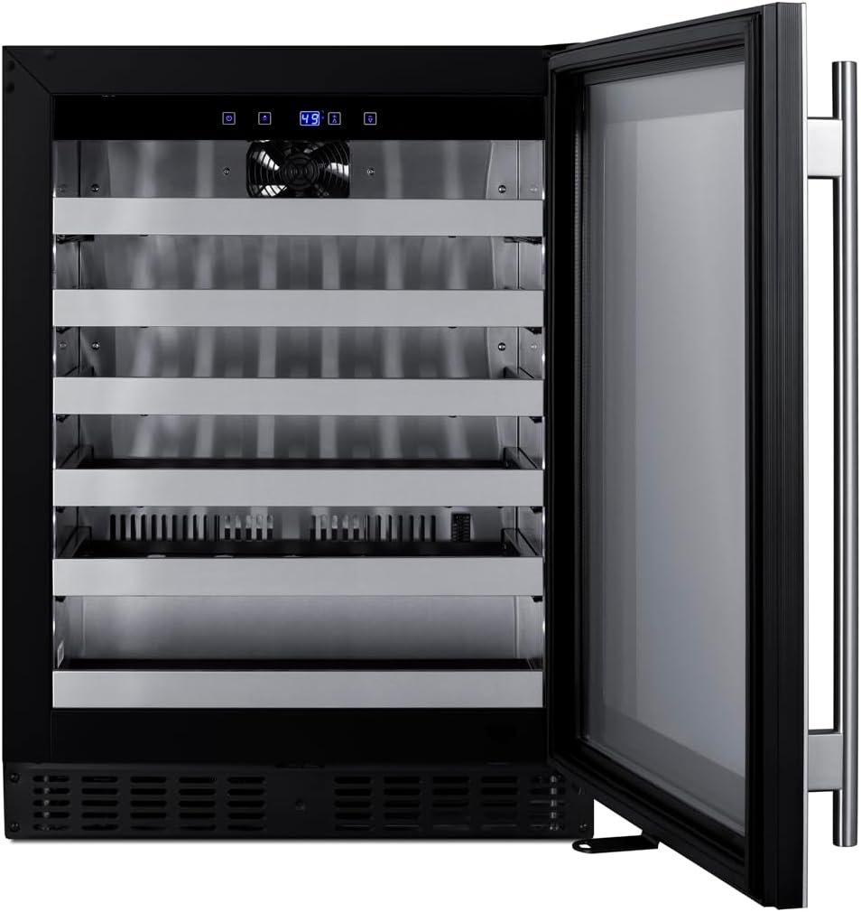 24 in. Shallow Depth Single Zone 33-Bottle Built-In Wine Cooler in Stainless Steel ADA Compliant- ASDW2412V1