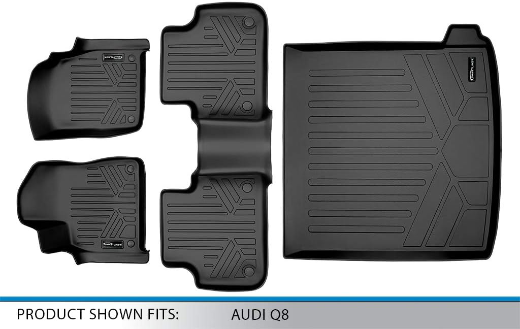 SMARTLINER All Weather Custom Fit Floor Mats 2 Rows and Cargo Liner Trunk Set for 2019-2025 Audi Q8 / SQ8